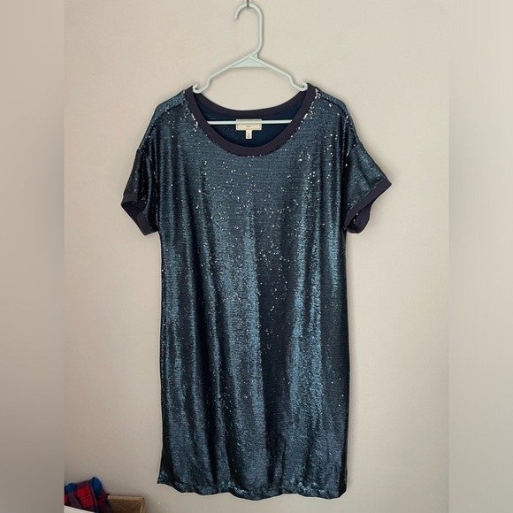 Moulinette Soeurs Interstellar Sequin Navy Midi Dress - Picture 3 of 14